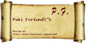 Paki Fortunát névjegykártya